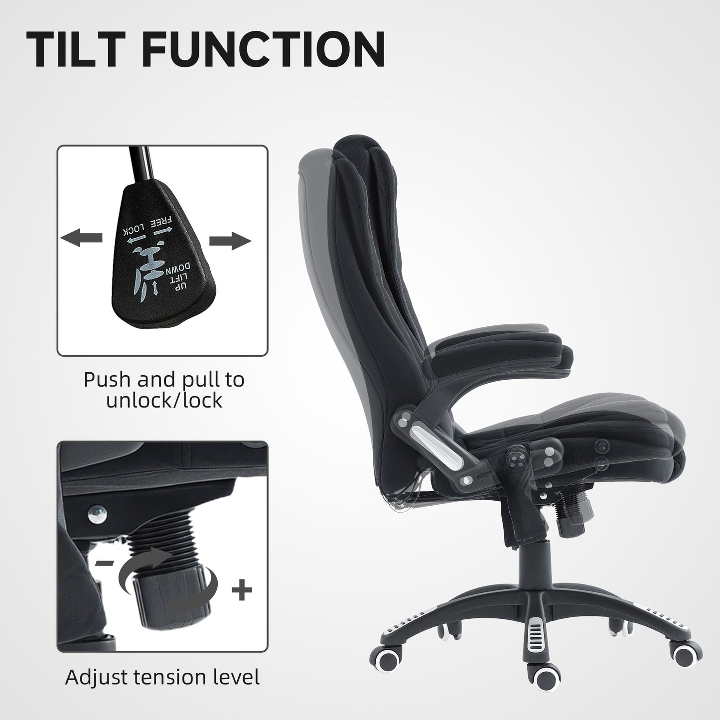 6-point vibrating massage office chair, black