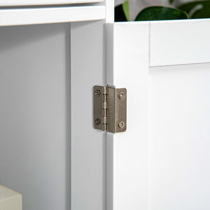 Meuble de salle de bain avec 2 tiroirs, étagère réglable, blanc