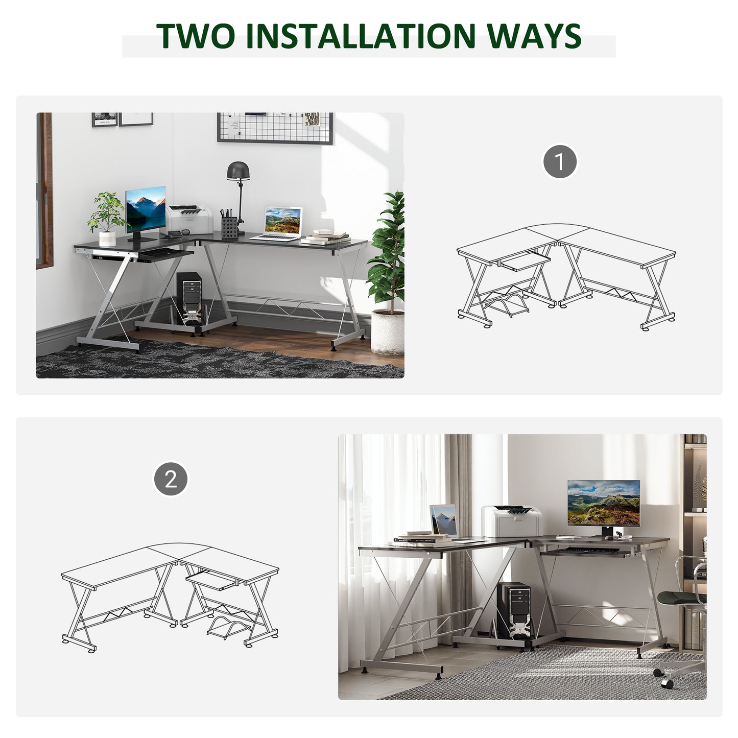 L-shaped computer desk, home office furniture