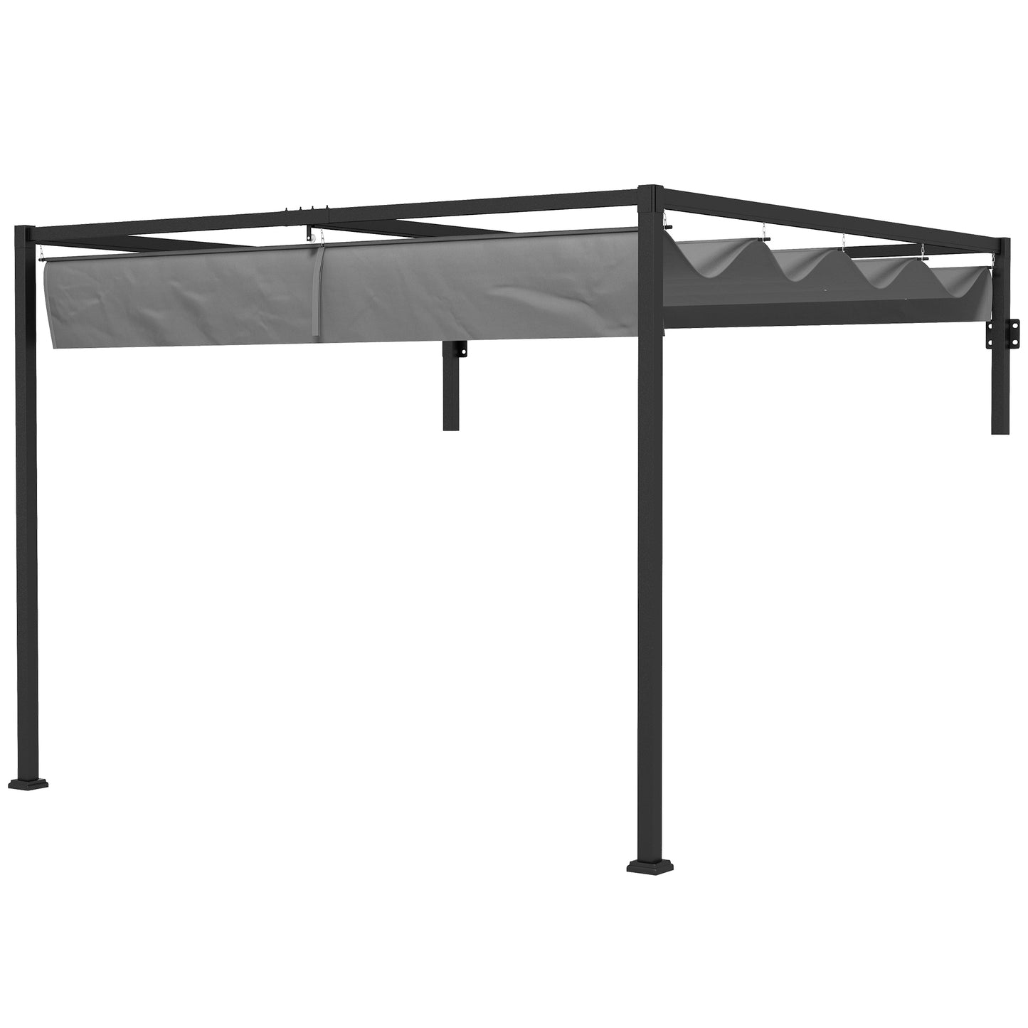Pergola 10' x 10' avec toit rétractable en métal pour barbecue, jardin, patio, terrasse