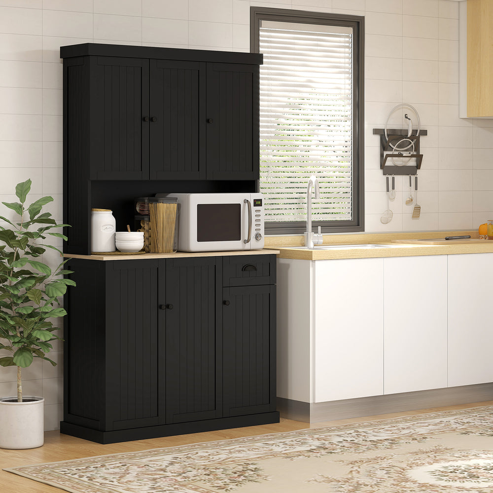 Buffet de cuisine avec support pour four à micro-ondes, noir