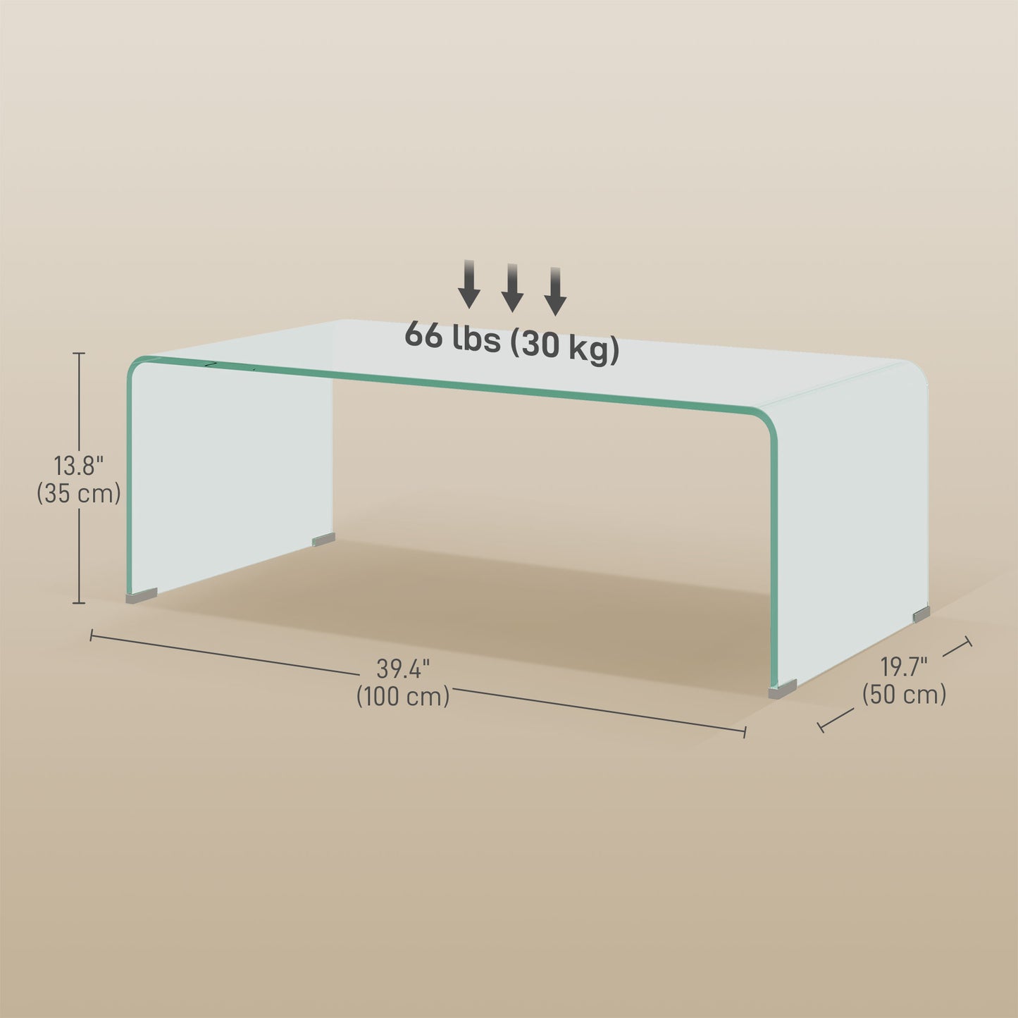 Table basse rectangulaire moderne avec bords arrondis et sécurisés