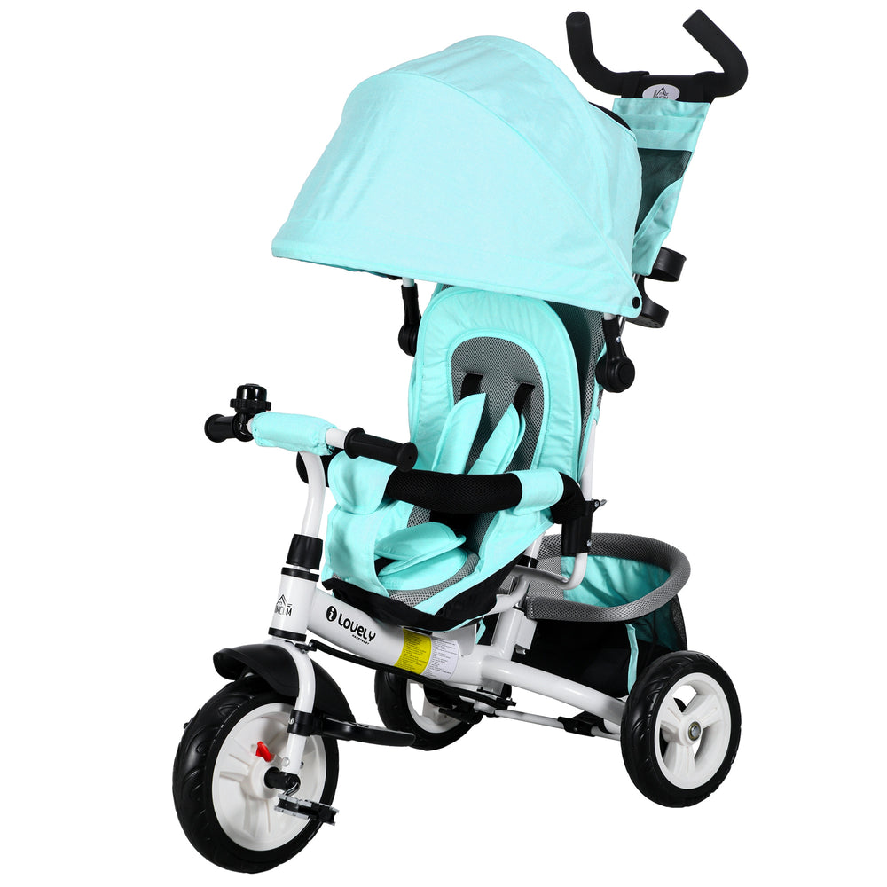 Tricycle 6 en 1 avec poignée parentale, vert