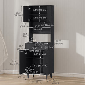 Buffet de cuisine avec comptoir micro-ondes, noir