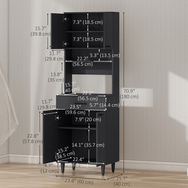 Buffet de cuisine avec comptoir micro-ondes, noir