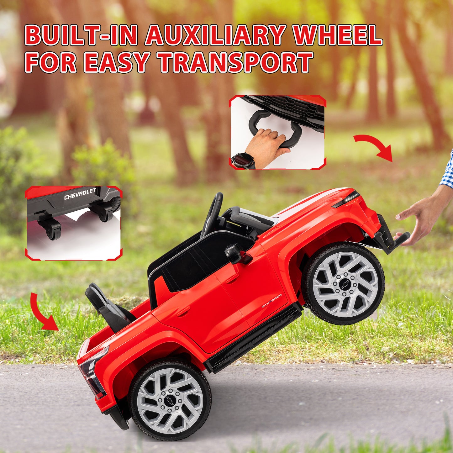 Licensed 12V Chevrolet Silverado Electric RST Ride-On Car with Remote Control, Red