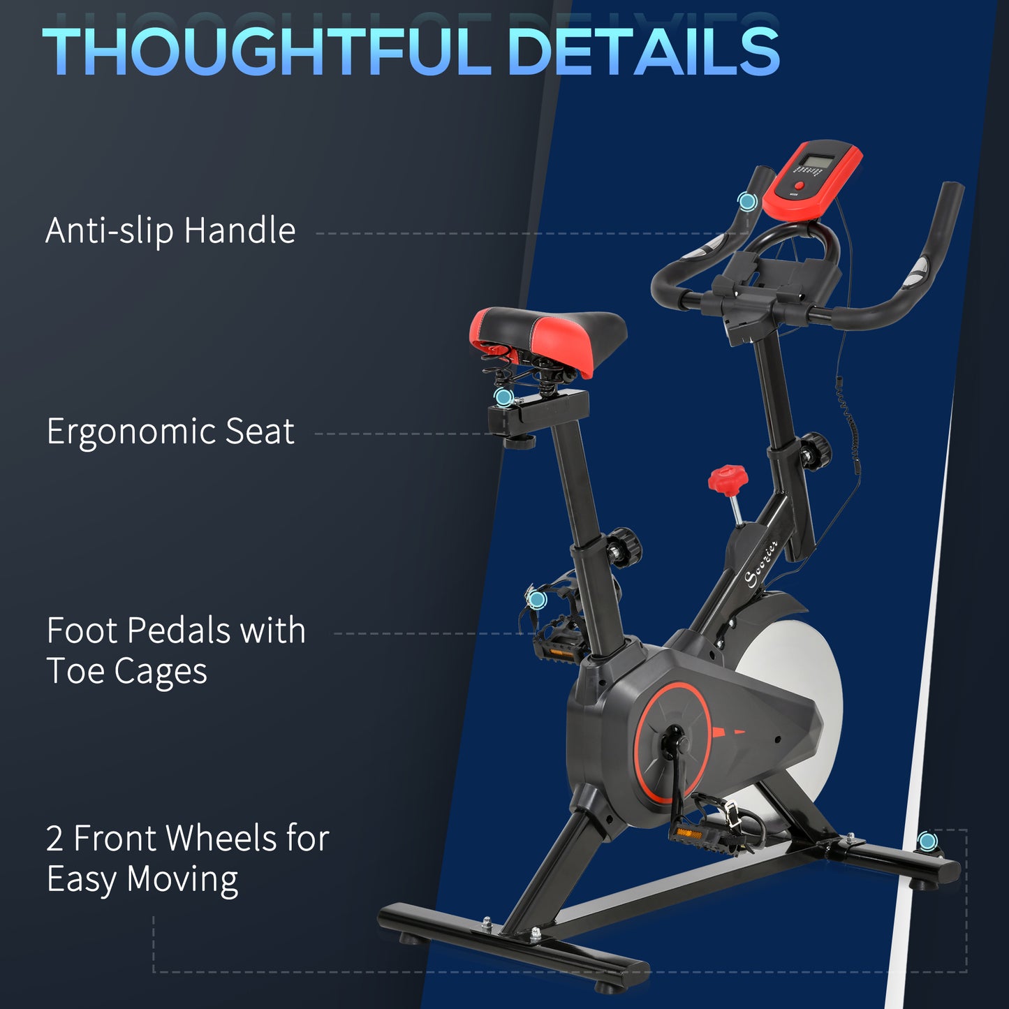 Vélo d'appartement vertical à résistance magnétique avec écran LCD, résistance réglable et coussin d'assise confortable