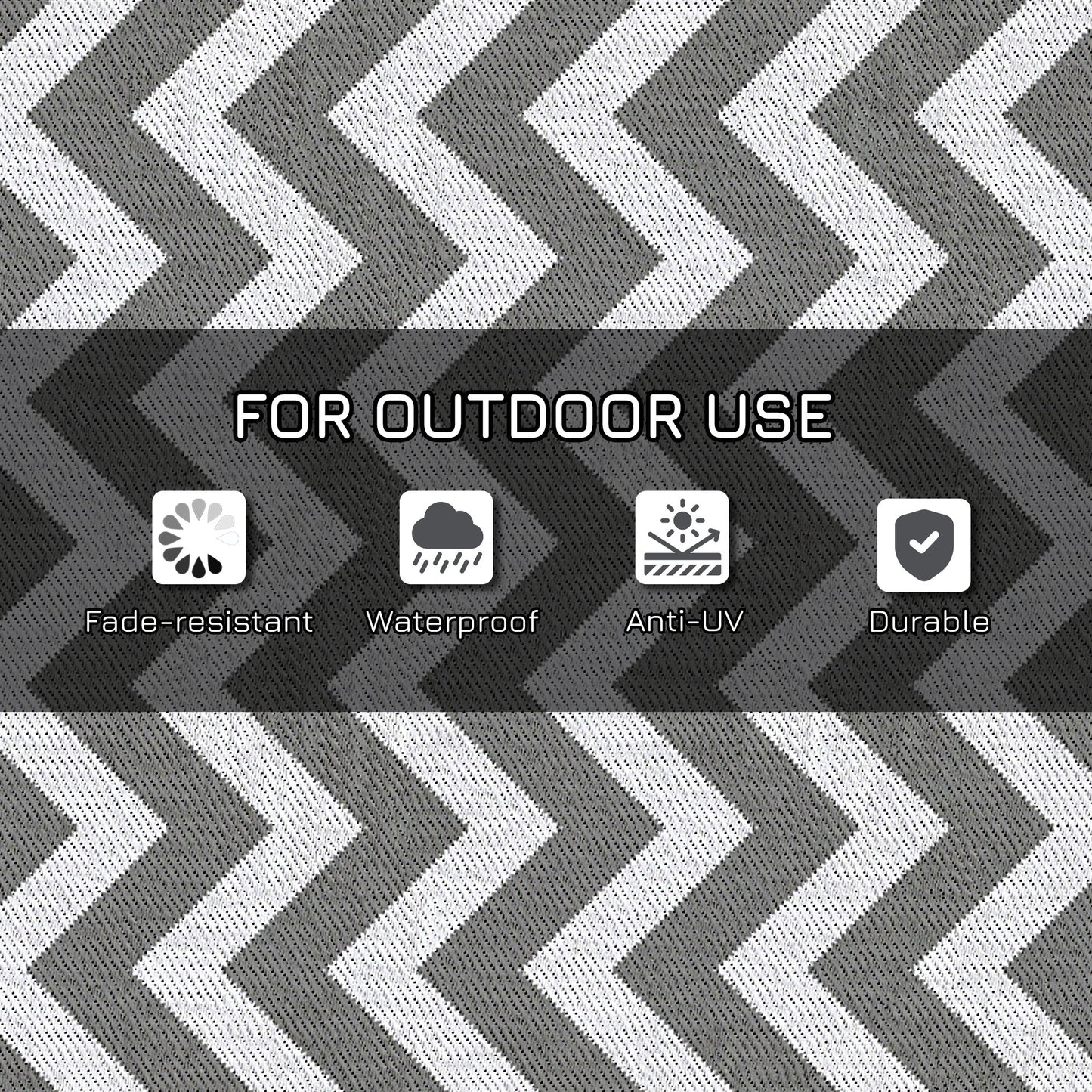 Reversible Outdoor Patio Rug, 4' x 6' Plastic Straw Mat for Garden, Patio, Beach, Camping, Gray and White