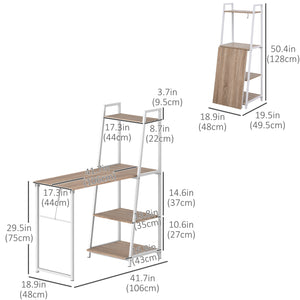 Computer Desk with Storage Shelves and Folding Top, White