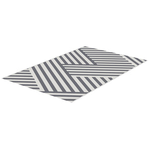 Tapis d'extérieur réversible pour patio, tapis en plastique 6' x 9' pour jardin, terrasse, plage, camping, gris et crème