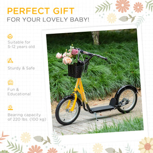 Trottinette avec guidon réglable, 2 freins, panier porte-gobelet, orange