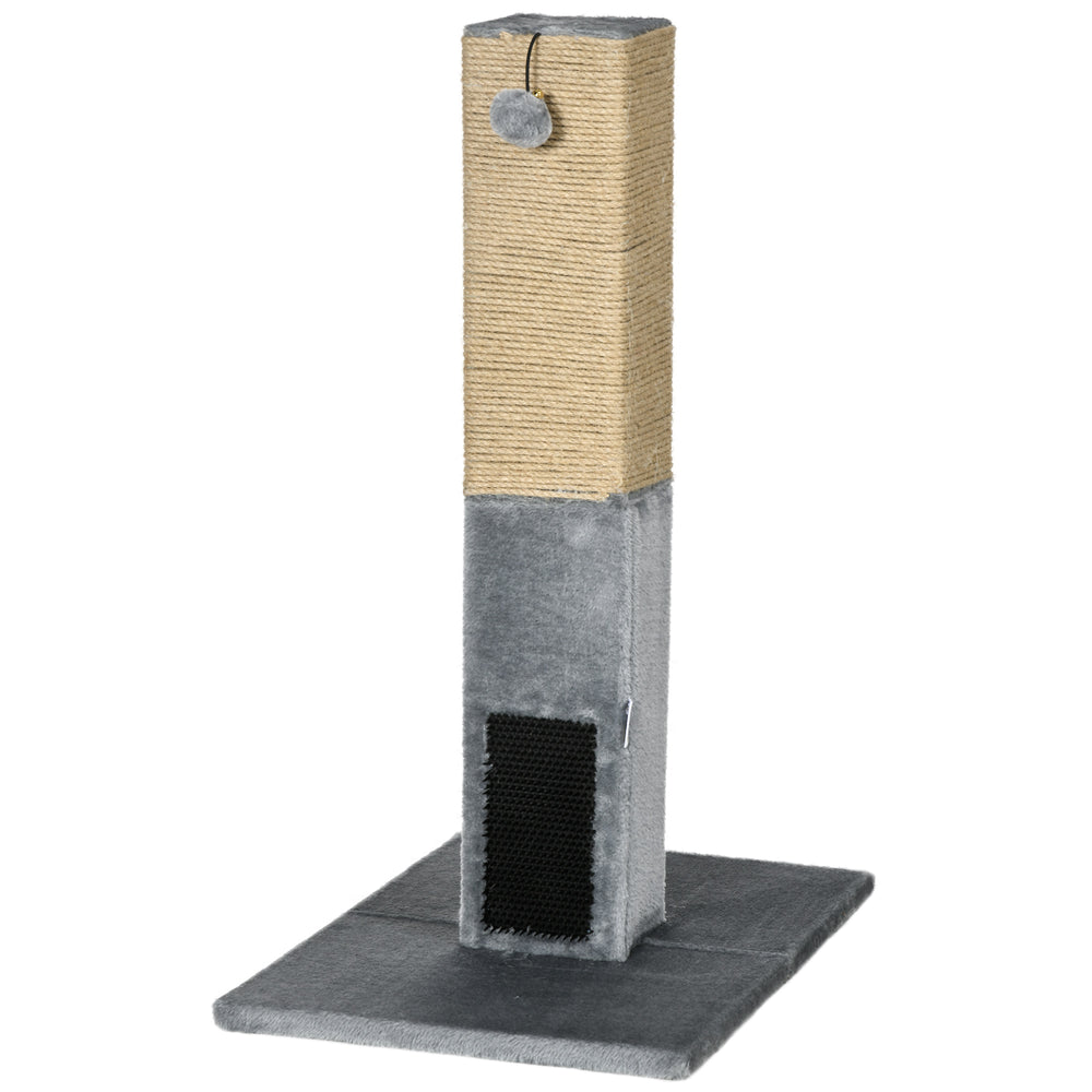 79cm High Cat Tree with Hanging Balls, Grooming Brushes and Stable Base, Grey