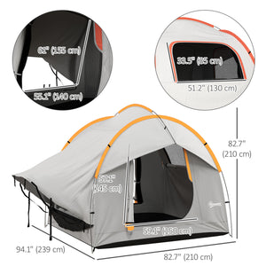 2000mm Waterproof SUV Tent, Car Tent with 3 Doors and Mesh Window, for 5-6 Person Campervan, Blue and Orange