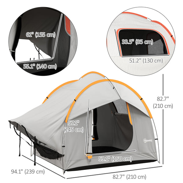 2000mm Waterproof SUV Tent, Car Tent with 3 Doors and Mesh Window, for 5-6 Person Campervan, Blue and Orange