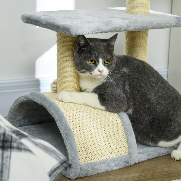 71cm Cat Tree with Scratching Post, Mat and Ball for Indoor Cats, Light Grey