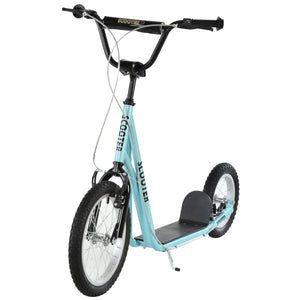 Trottinette avec guidon réglable et roue gonflable en caoutchouc de 16 pouces, bleue