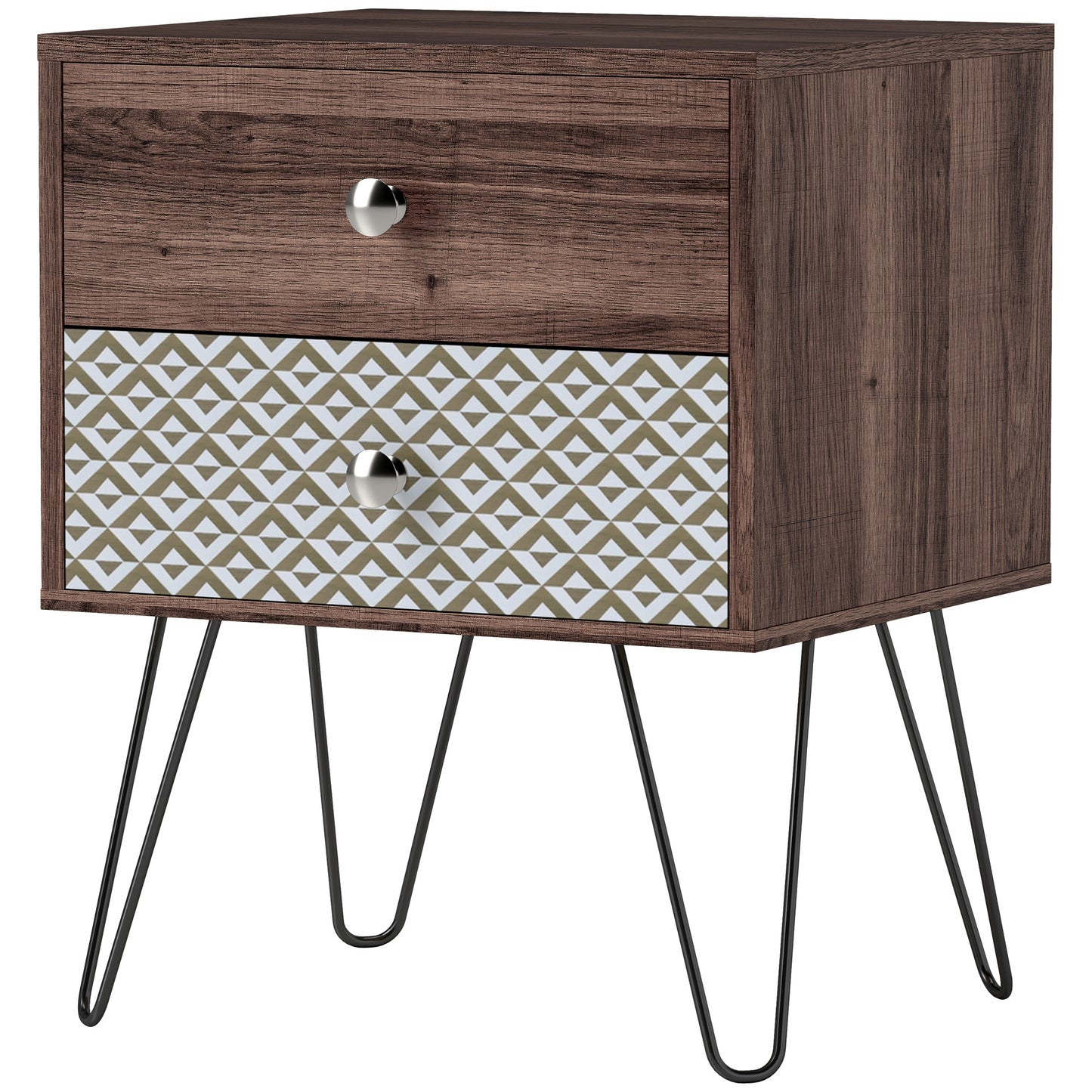 Table d'appoint avec tiroirs pour chambre à coucher ou salon, marron