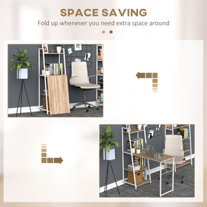 Computer Desk with Storage Shelves and Folding Top, White