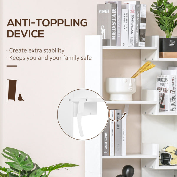 Bibliothèque haute à 6 niveaux moderne, blanche