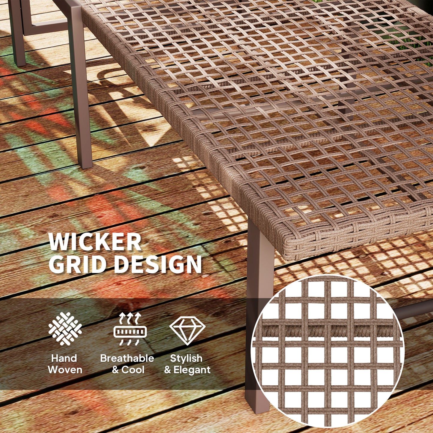 Outsunny Outdoor Wicker Lounge Chair, Rattan Reclining Sun Lounger with Adjustable Backrest, Brown