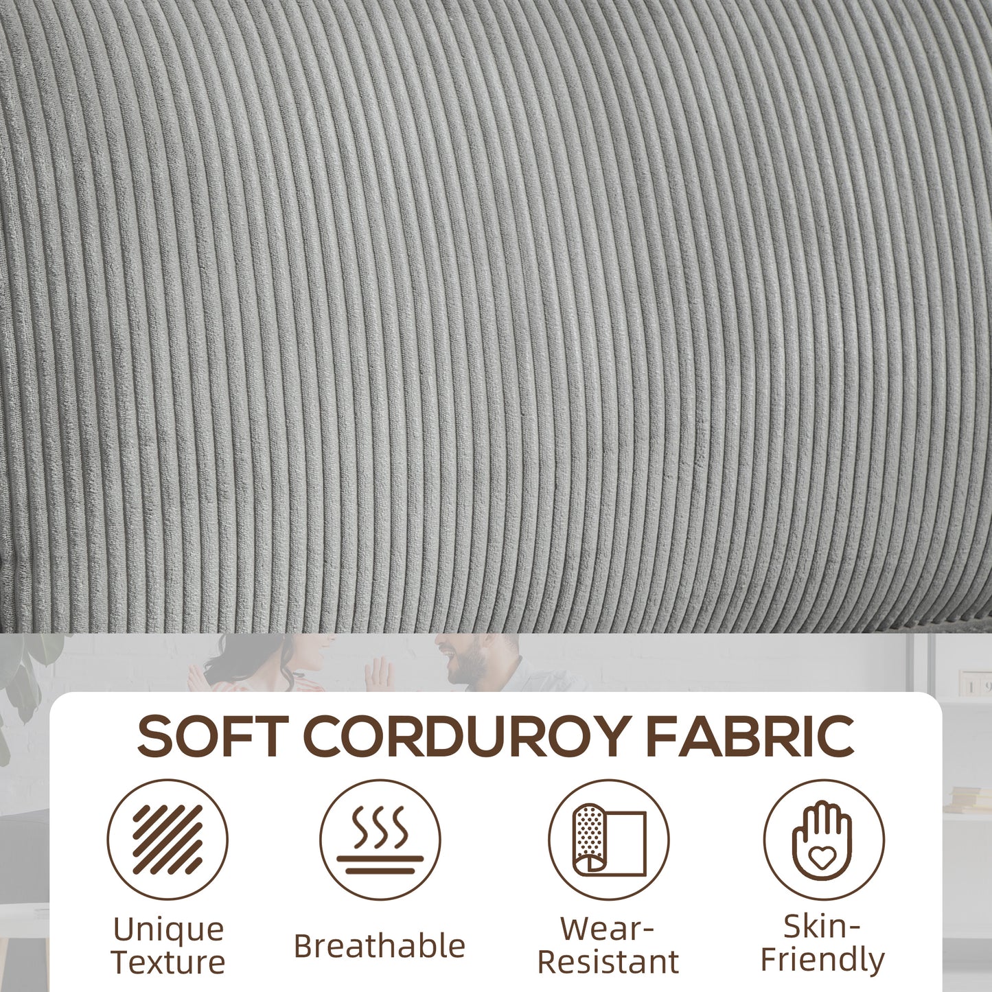 3-seater fabric sofa with spring cushion and cup holders, light grey