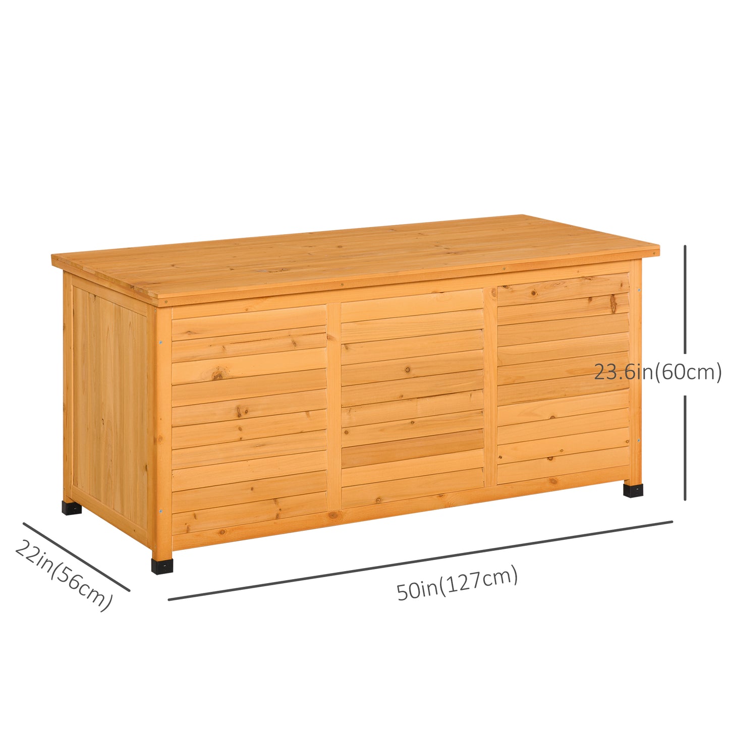 Coffre de rangement en bois de 75 gallons avec fente d'aération et finition résistante aux intempéries, jaune