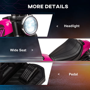 6V motorcycle with training wheels, pink
