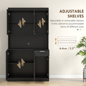 Buffet de 71" avec étagères réglables, noir brillant