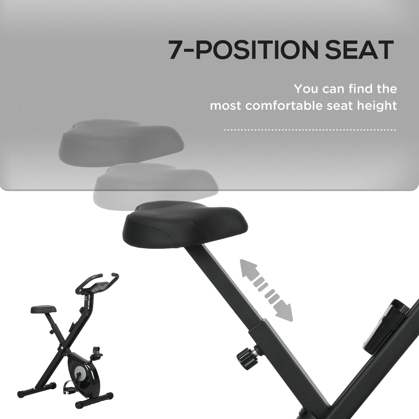 Vélo d'appartement pliable avec résistance magnétique à 8 niveaux, écran LCD, support de téléphone pour salle de sport à domicile, noir