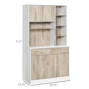 Buffet de cuisine avec rangement multiple, blanc et beige