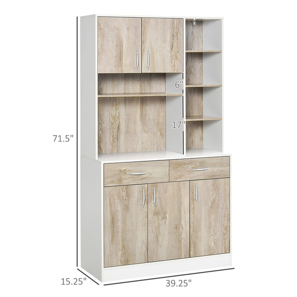 Buffet de cuisine avec rangement multiple, blanc et beige