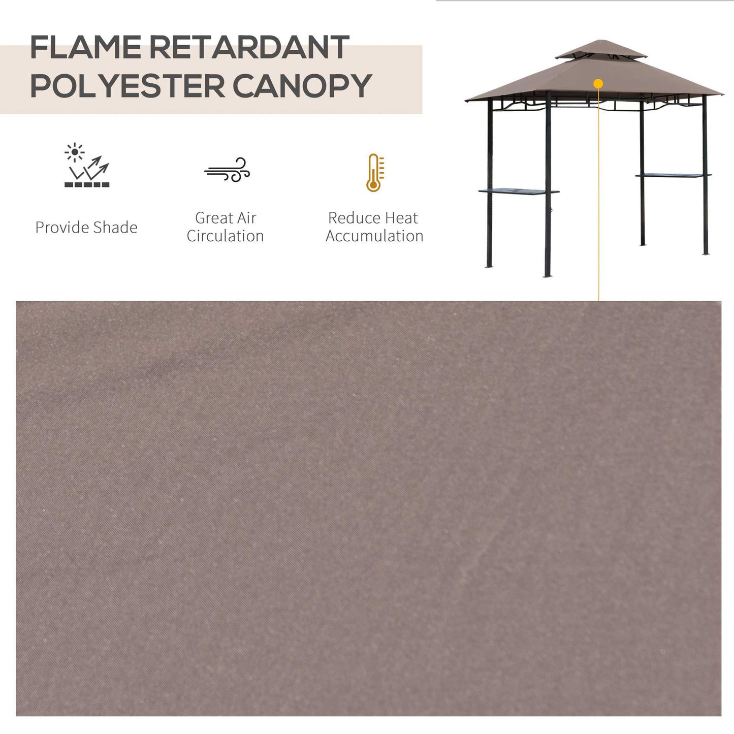 8' x 5' BBQ Tent with Two Tier Canopy for Outdoor Sun Shade