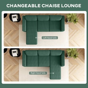 Canapé sectionnel avec méridienne convertible, vert foncé