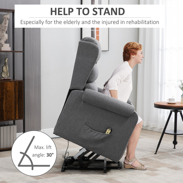 Fauteuil releveur pour personnes âgées avec repose-pieds, gris