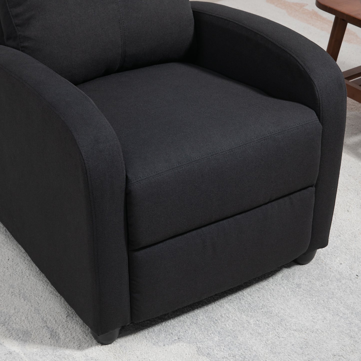 Fabric Recliner Chair, Single Recliner with Padded Seat for Living Room, Black