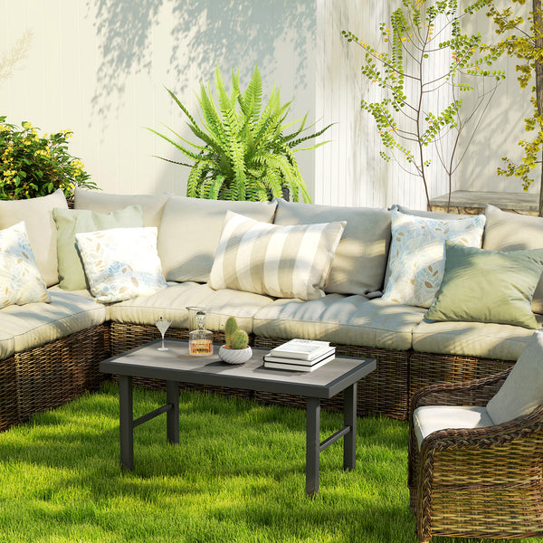 Table basse en métal pour jardin extérieur, gris vieilli