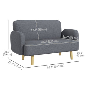 Canapé 2 places en tissu velours avec rembourrage, gris