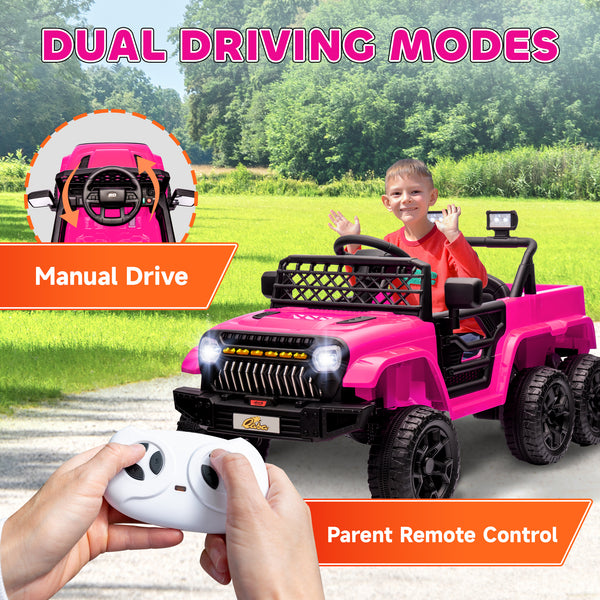 Voiture 12 V 4 roues motrices avec télécommande, rose