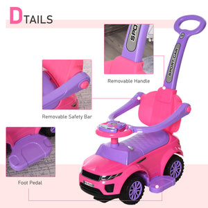 Voiture à pousser 2 en 1 pour enfant, rose