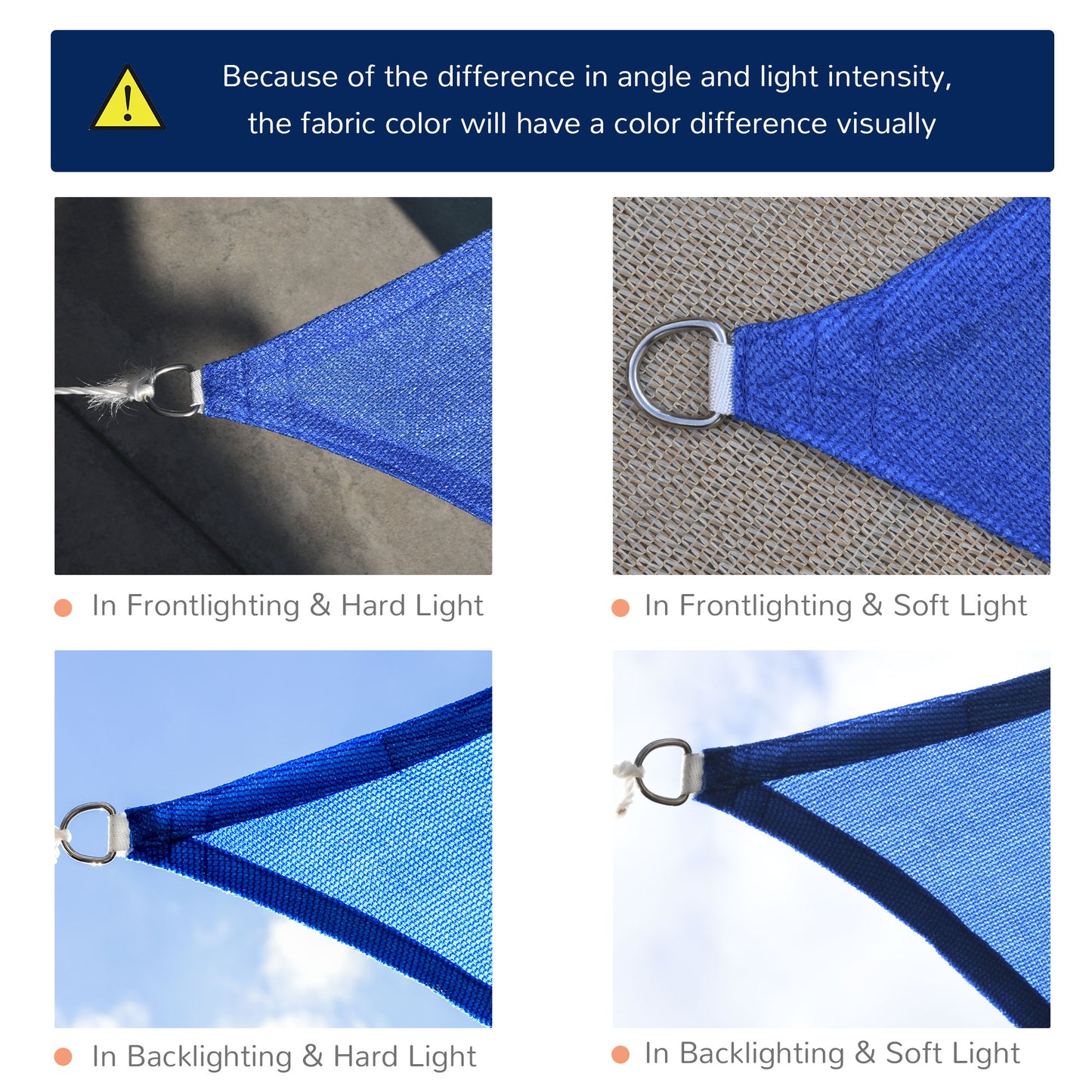 Voile d’ombrage triangulaire extérieur – 16,4’ (5 m) avec sac de transport, Bleu