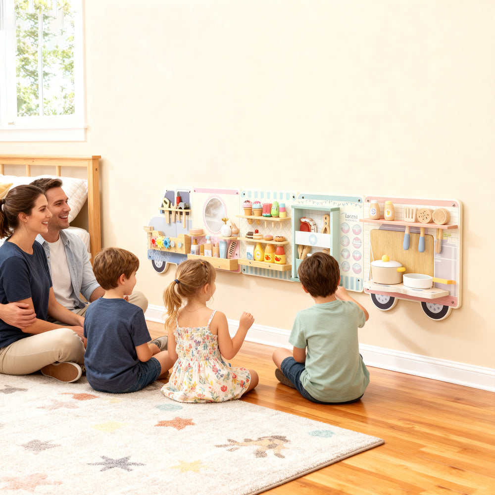 Tableau mural sensoriel à 5 activités