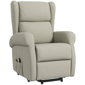 Fauteuil releveur à oreilles inclinable électrique avec repose-pieds, blanc crème
