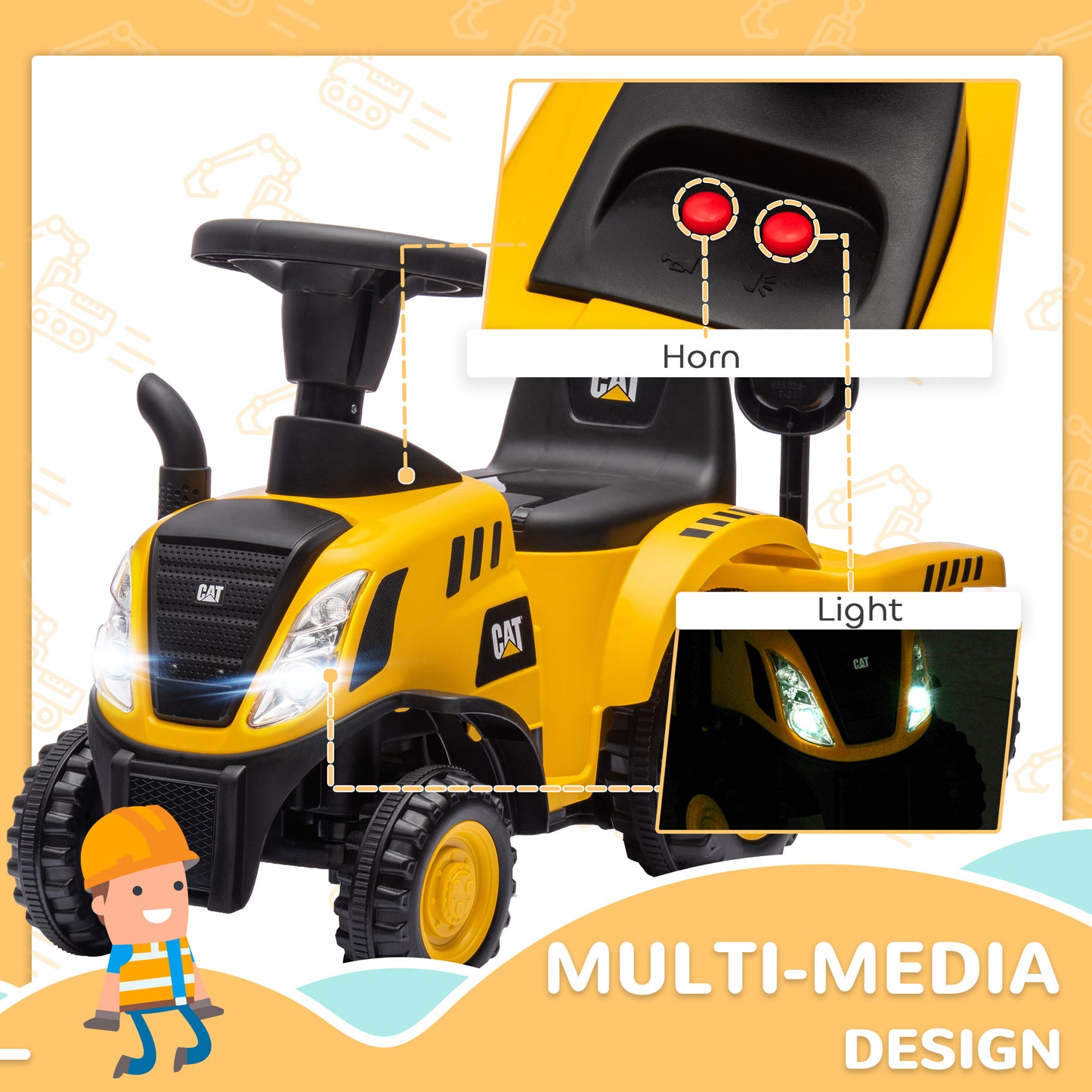 Caterpillar self-propelled tractor without engine with shovel and trailer