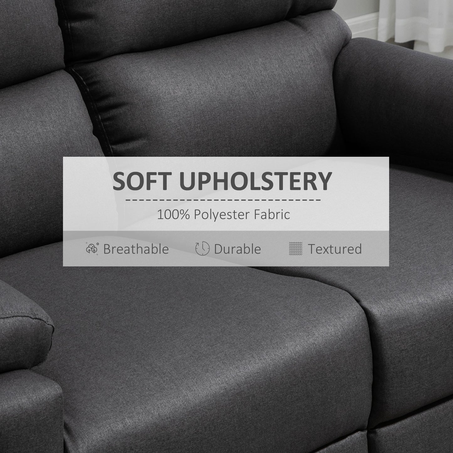 Fauteuil inclinable 2 places avec repose-pieds, gris foncé