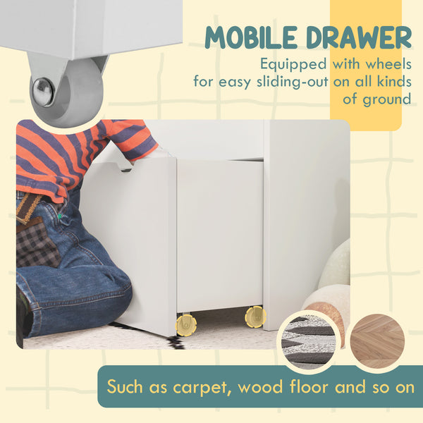 Bibliothèque avec 3 étagères et tiroirs pour chambre d'enfant, blanche