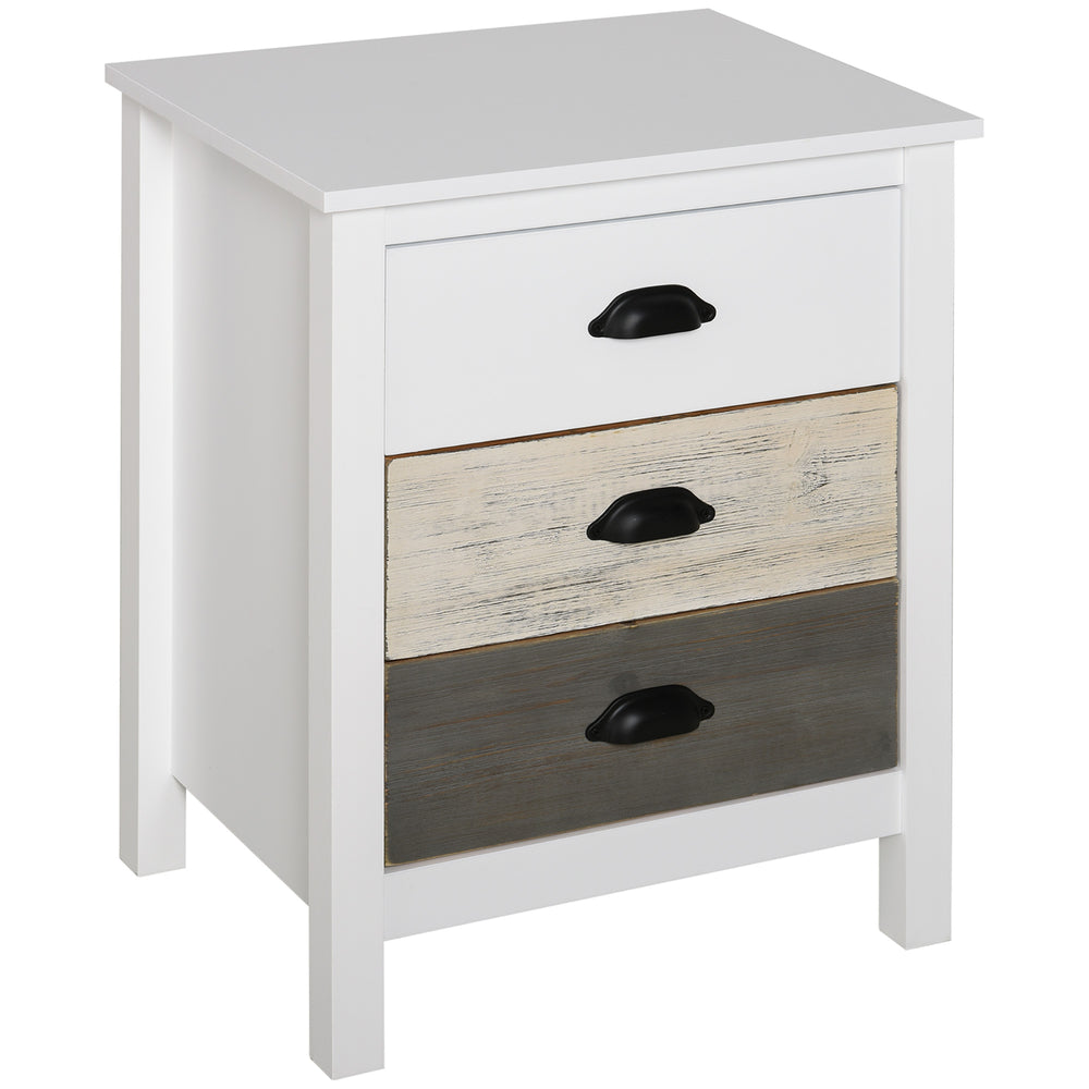 Table d'appoint avec 3 tiroirs, blanc