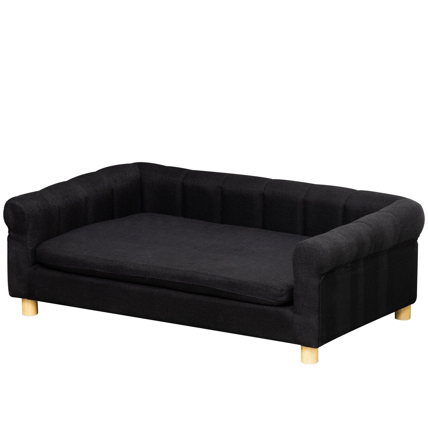 Canapé moderne pour animaux de compagnie de taille moyenne ou grande, avec coussin d'assise amovible, noir