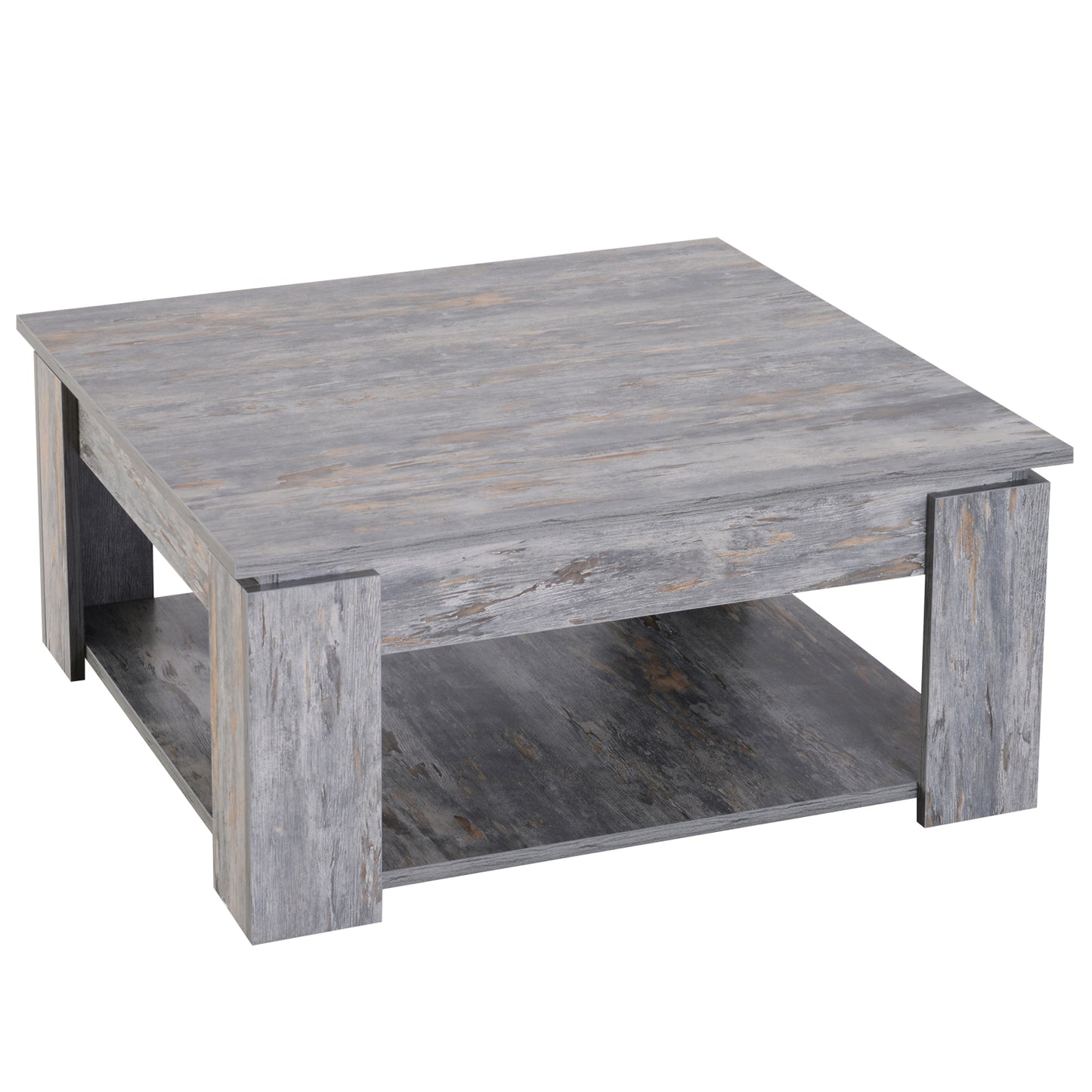 Table basse moderne avec étagère de rangement, grise
