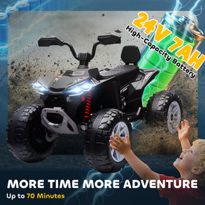 Quad électrique tout-terrain 2 places 24 V avec double moteur, noir