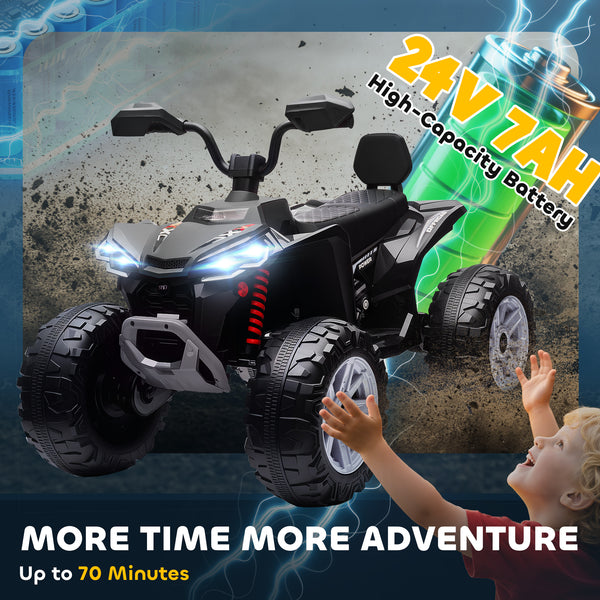 Quad électrique tout-terrain 2 places 24 V avec double moteur, noir
